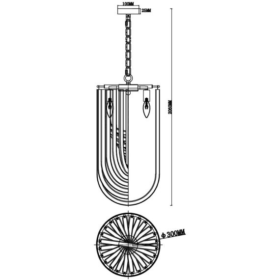 Подвесной светильник с 3 лампами Freya FR5182PL-03FG ONDA под лампы 3xE14 60W