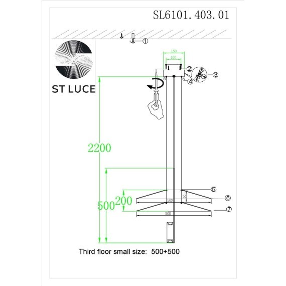SL6101.403.01 Люстра подвесная ST-Luce Черный/Белый LED 1*15W 3000K ISOLA