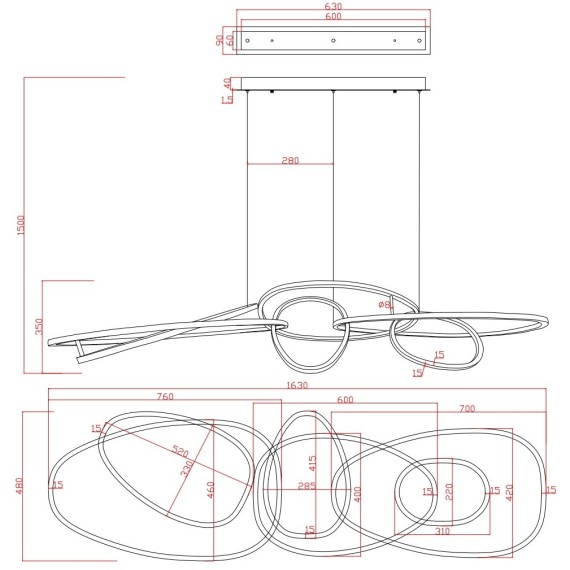 Подвесная люстра Arte Lamp ORACLE A2964SP-75PB