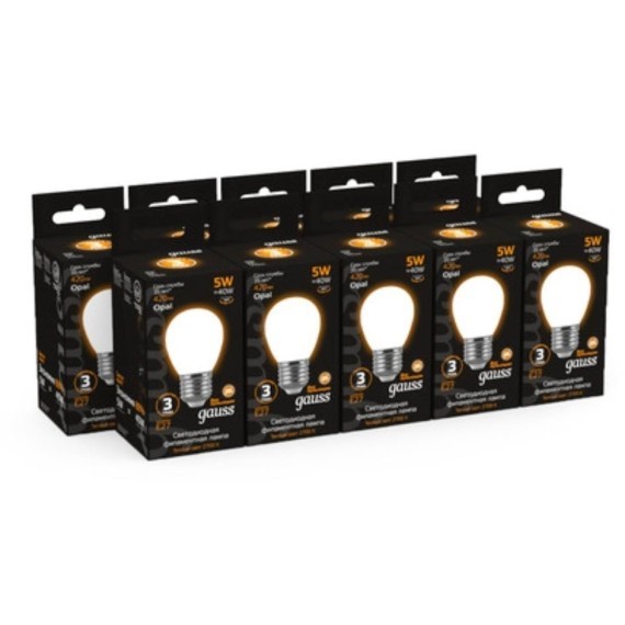 105202105 Лампа Gauss LED Filament Шар OPAL E27 5W 420lm 2700K 1/10/50