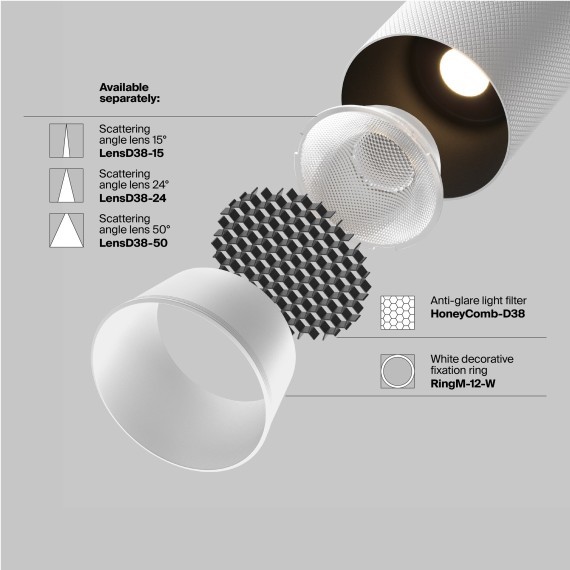 TR097-2-12W4K-M-BW Трековый магнитный светодиодный светильник Maytoni Exility CRI90+ 4000К 980Лм 36° 12Вт