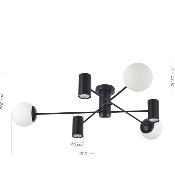SLE1105-402-06 Светильник потолочный Черный/Белый GU10+E27 3+3*5+60W RAITO