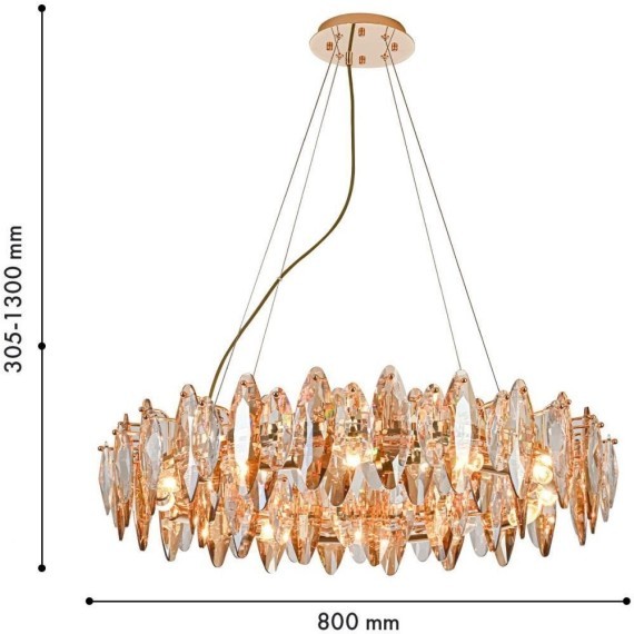 4719-12P, Подвесная люстра, D800xH210/1100, 12xE14x40W, excluded