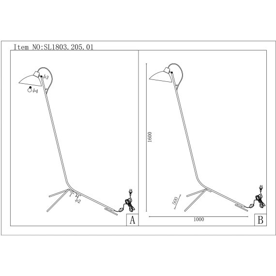 SL1803.205.01 Торшер ST-Luce Золотистый, Черный/Черный E27 1*60W JARRO