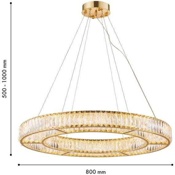 Светодиодная подвесная люстра с пультом ДУ в виде кольца с хрусталиками Favourite 4780-8P