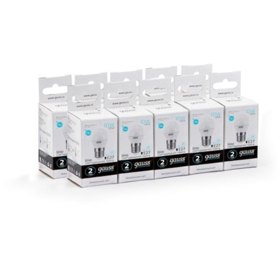 53220 Лампа Gauss Elementary Шар 10W 730lm 4100K Е27 LED 1/10/100