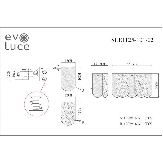 SLE1125-101-02 Светильник настенный Хром/Прозрачно-Дымчатый E14 2*40W ERZO