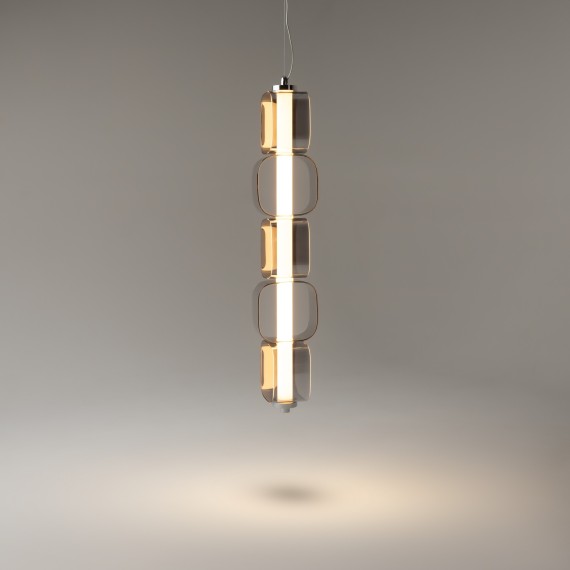 Подвесной светодиодный светильник с 5 дымчатыми стеклянными плафонами Maytoni Ritmo MOD381PL-L30CH3K