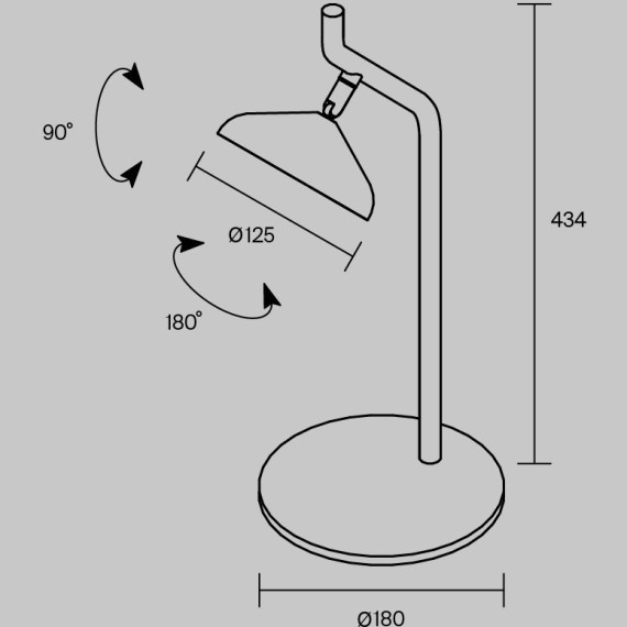 MOD451TL-L8B3K1 Черный настольный светильник с сенсорным диммированием и поворотным плафоном, 9Вт, 3000К, 90CRI, 120° Maytoni Vita