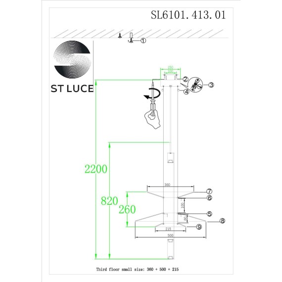 SL6101.413.01 Люстра подвесная ST-Luce Черный/Белый LED 1*15W 3000K ISOLA