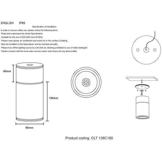 Светильник потолочный Crystal Lux CLT 138C180 BL
