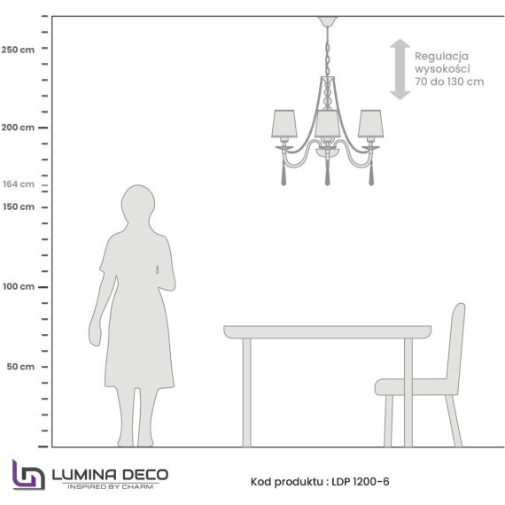 Хрустальная подвесная люстра Lumina Deco Fabione LDP 1200-6 F.GD