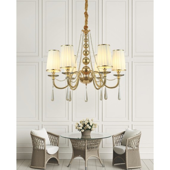 Хрустальная подвесная люстра Lumina Deco Fabione LDP 1200-6 F.GD