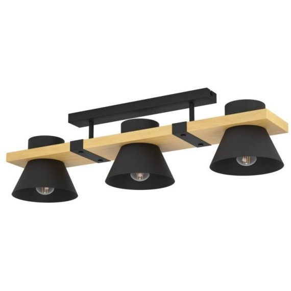 43955 Потолочный светильник MACCLES, 3X15W (E27), L780, B180, H205, сталь, дерево, черный, коричневый