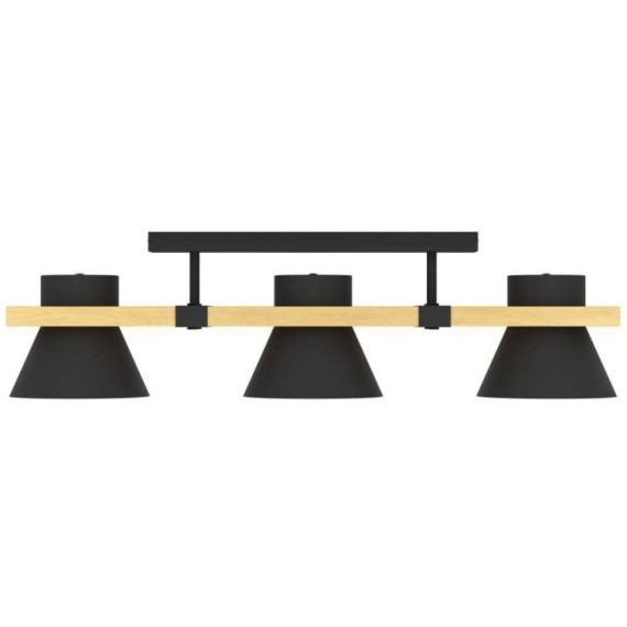 43955 Потолочный светильник MACCLES, 3X15W (E27), L780, B180, H205, сталь, дерево, черный, коричневый