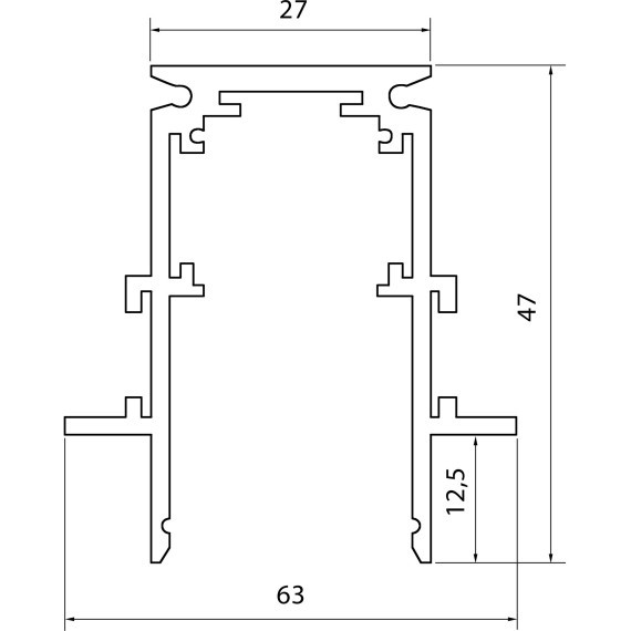 ST004.439.12 Шинопровод 3м магнитный встраиваемый в ГКЛ 12.5мм SKYLINE 48