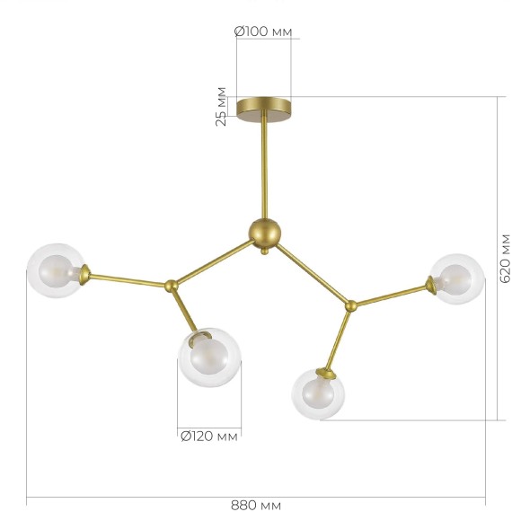 SLE1106-203-04 Светильник подвесной Золотистый/Прозрачный, Белый G9 4*5W ARCUS