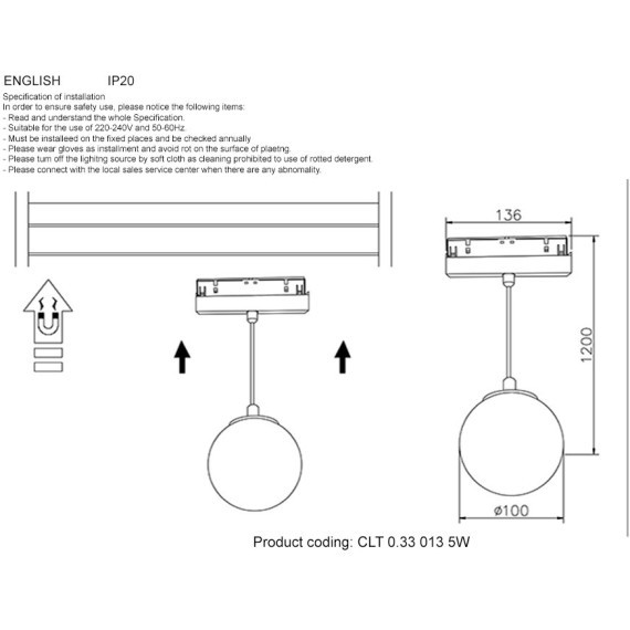 CLT 0.33 013 5W BL 4000K Трековый магнитный светодиодный светильник Crystallux Space 48V CRI90+ 4000К 400Лм 120° 5W