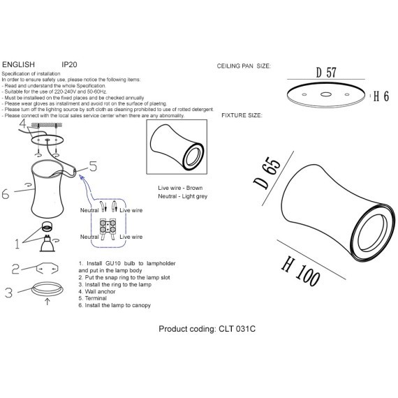 Светильник потолочный Crystal Lux CLT 031C WH 1400/151
