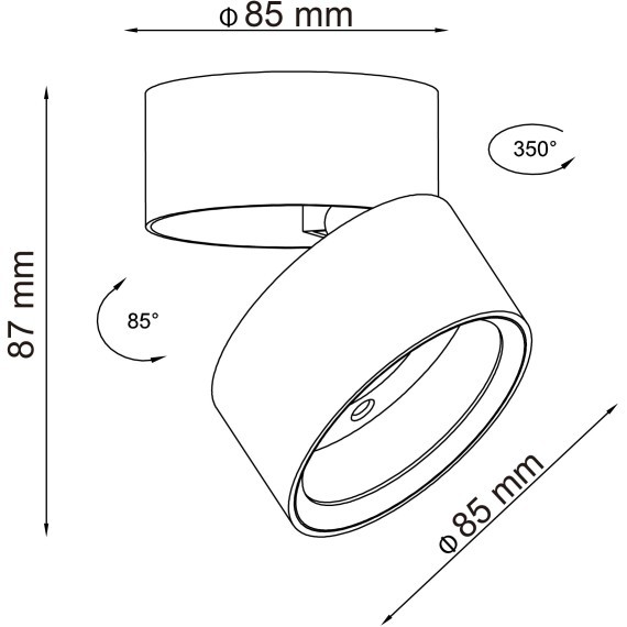 ST651.442.09 Светильник потолочный поворотный Черный LED 1*9W 4000K 720Lm Ra90 120° IP20 D85xH87 17 Накладные светильники