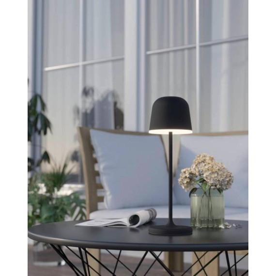 900457 Аккум. настол. лампа сенсорн. MANNERA, 2,2W(LED), ?110, H340, осн.?110, IP54, алюм.,сталь, черный/пластик, белый