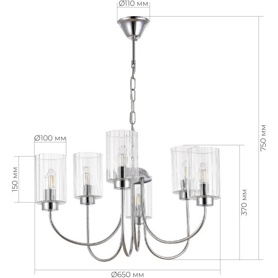 SLE1127-103-06 Светильник подвесной Хром/Прозрачный E14 6*40W TILDA