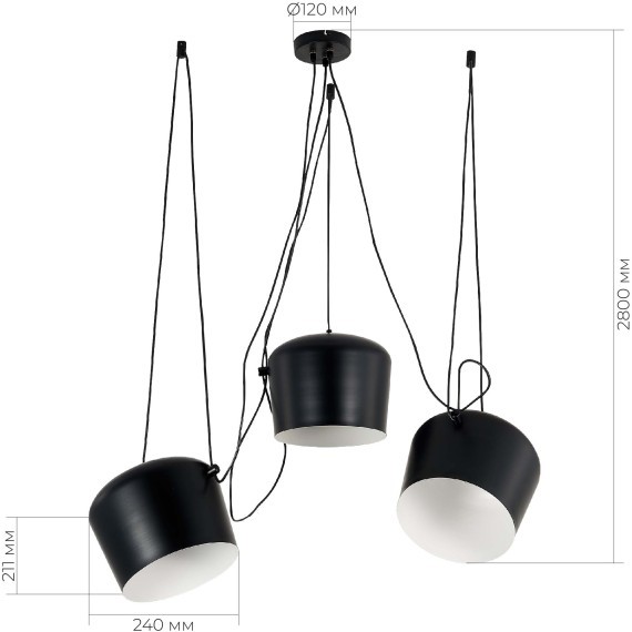 SLE120643-03 Светильник подвесной Черный/Черный E27 3*40W TRIESTE