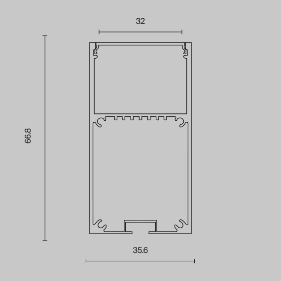 Алюминиевый профиль подвесной -накладной 35x66 ALM-3566-S-2M