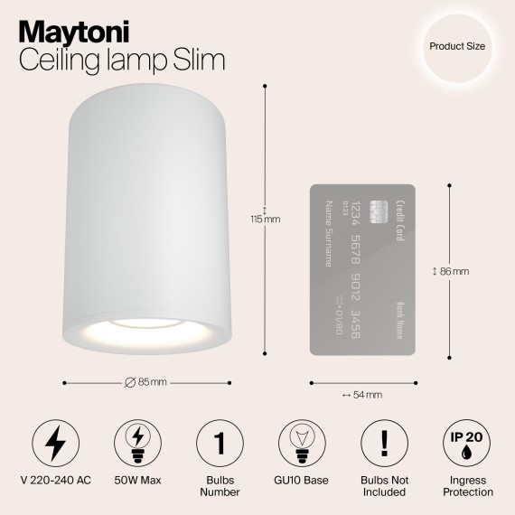 Накладной потолочный светильник Maytoni C012CL-01W Slim под лампу 1xGU10 50W