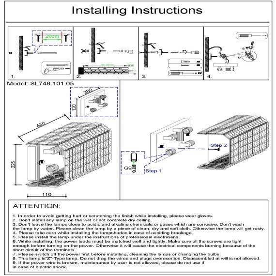 SL748.101.05 Светильник настенный ST-Luce Хром/Хром, Прозрачный G9 5*5W