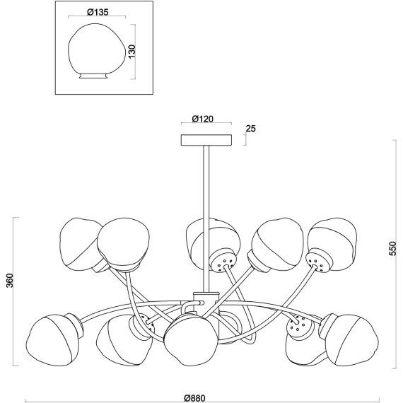 Люстра на штанге декоративная Freya FR8017PL-10MG