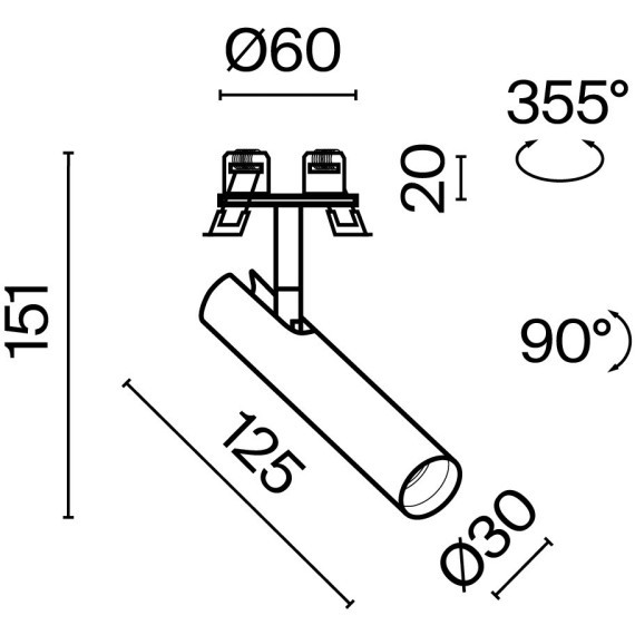 Встраиваемый светильник Technical C141RS-L125-6W3K-B