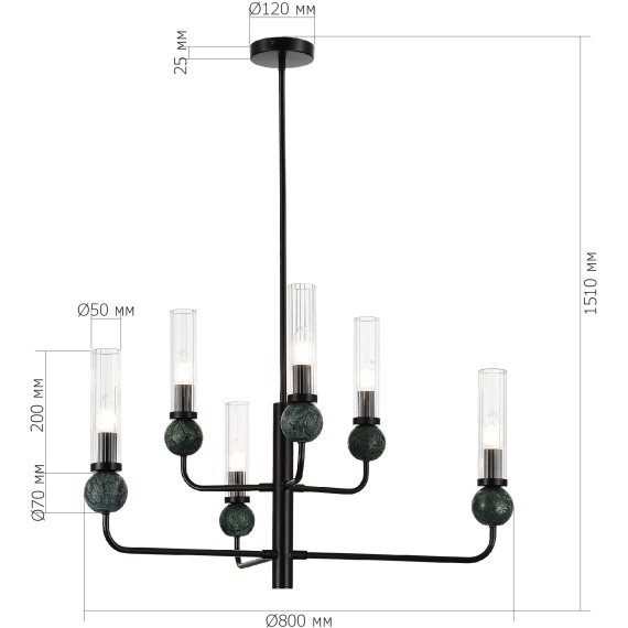 SL1244.403.06 Светильник подвесной ST-Luce черный/прозрачный E14 6*40W MEDEA