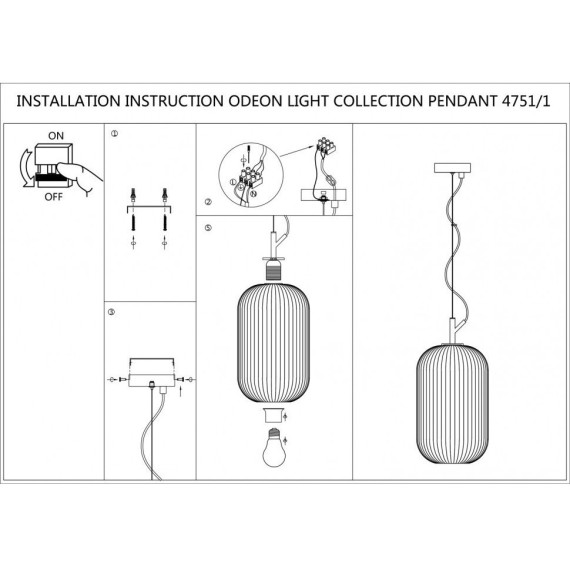 Подвесной светильник с 1 плафоном Odeon Light 4751/1 ROOFI под лампу 1xE27 60W