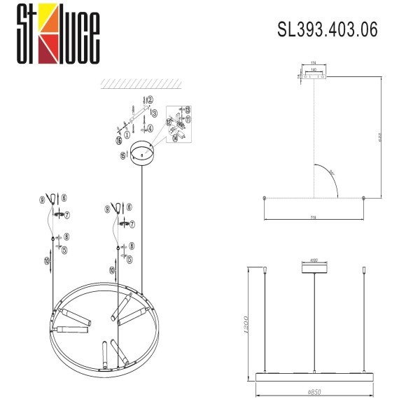 SL393.403.06 Светильник подвесной ST-Luce Черный/Белый LED 6*6W 4000K BISARIA