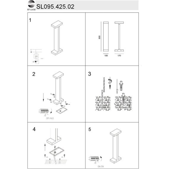 SL095.425.02 Светильник уличный наземный ST-Luce Черный LED 2*5W 4000K DISTESA