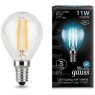105801211 Лампа Gauss Filament Шар 11W 750lm 4100К Е14 LED 1/10/50