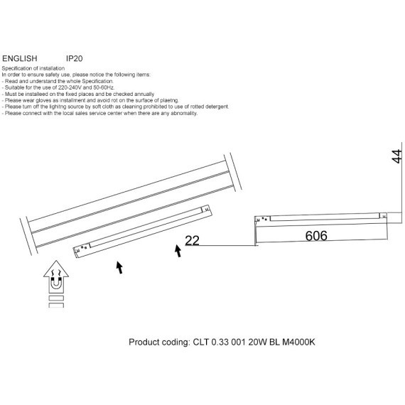 CLT 0.33 001 20W BL M4000K Трековый магнитный светодиодный светильник Crystallux Space 48V CRI90+ 4000К 1300Лм 120° 20W