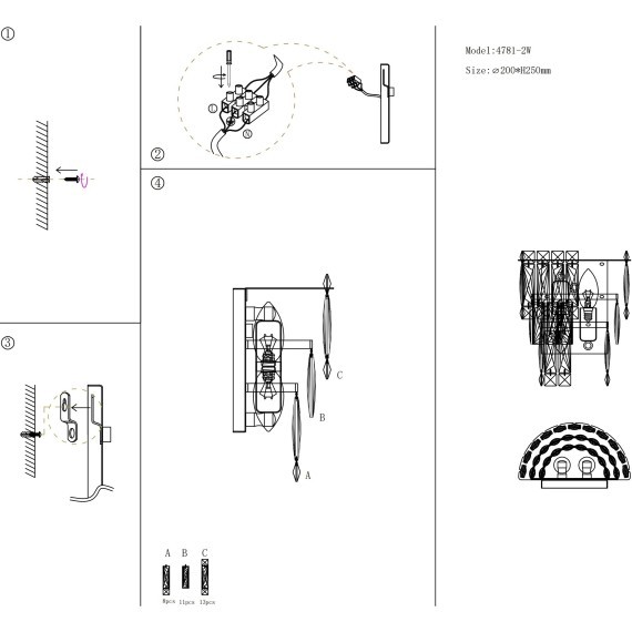 Настенный хрустальный светильник Favourite 4781-2W