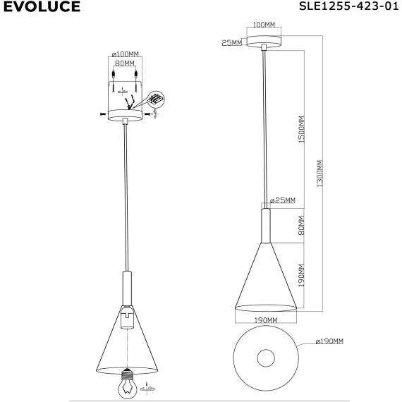 SLE1255-423-01 Светильник подвесной Черный/Серый E27 1*40W ARKET