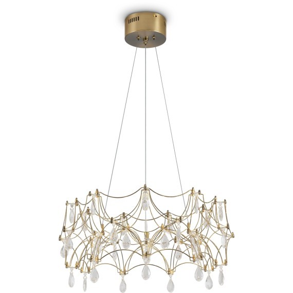 Подвесная светодиодная люстра с латунным основанием и хрусталем 36Вт 3000К 3000Лм 80CRI Freya FR5591PL-L36BS
