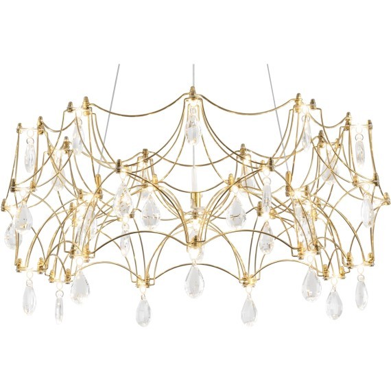 Подвесная светодиодная люстра с латунным основанием и хрусталем 36Вт 3000К 3000Лм 80CRI Freya FR5591PL-L36BS