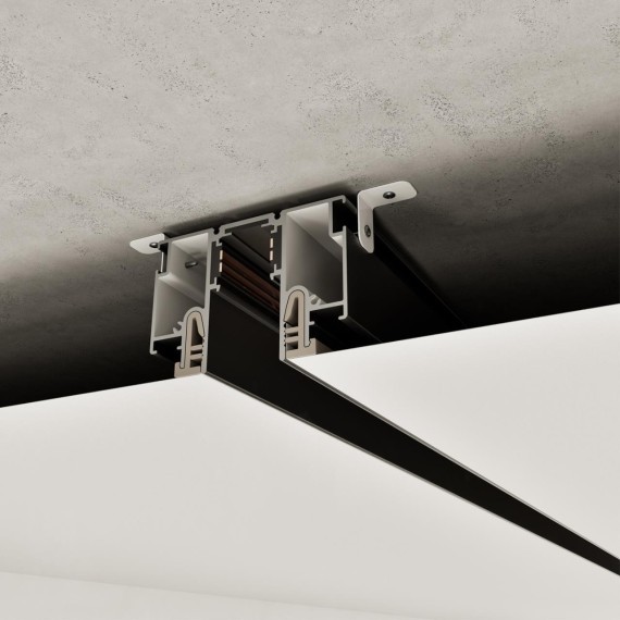 135326 Магнитный черный шинопровод 2м с универсальным креплением тканевых и ПВХ натяжных потолков Novotech CLAMP Lumfer