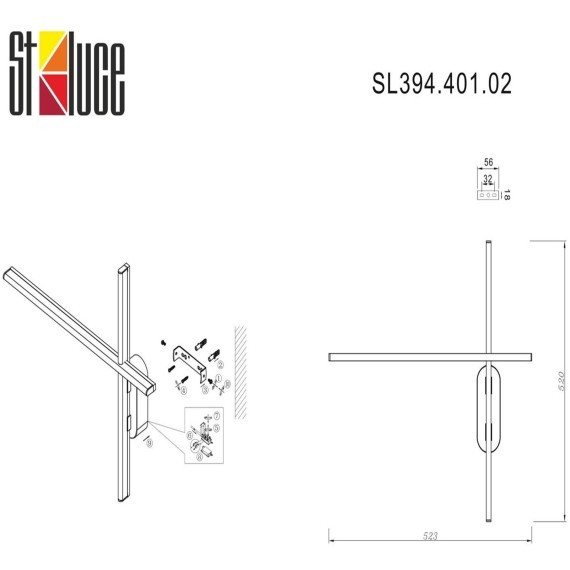 SL394.401.02 Бра ST-Luce Черный/Белый LED 2*10W 4000K BASONI