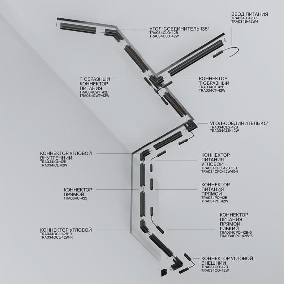 Магнитный шинопровод 3м встр в ГКЛ 9.5мм Maytoni Exility TRX034-423B