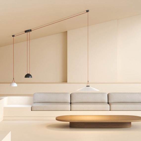 DK5664-WH+BK Cветильник для трека-ремня Belty Smart, серия Flow, со светодиодом, D300*H71мм, 48V DC, 20W, RA90, 120°, 2700-6500K, IP20, белый с черным, алюминий