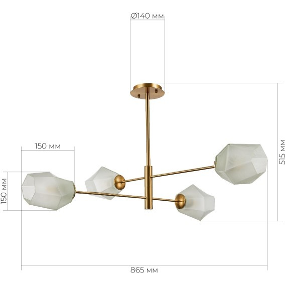 SLE205202-04 Светильник потолочный Латунь/Белый E27 4*60W TERRAMO