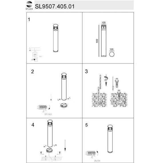 SL9507.405.01 Светильник уличный наземный ST-Luce Черный LED 1*5W 4000K FOSSA