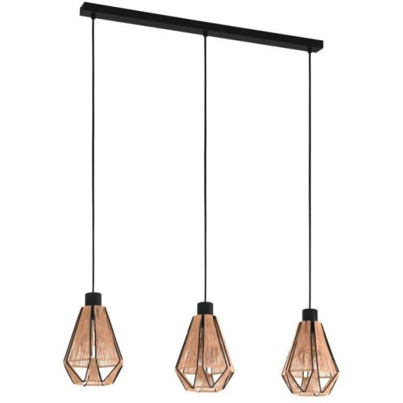43777 Потолочный светильник ADWICKLE, 3Х40W, E27, L870, B145, H1100, сталь, черный/текстиль, натуральный