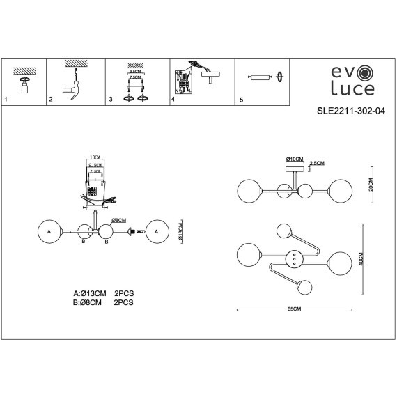 SLE2211-302-04 Светильник потолочный Латунь/Белый G9 4*5W FANTINI